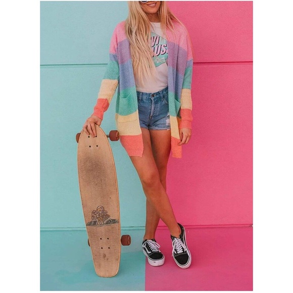 Muted/Pastel Rainbow Cardigan - Picture 4 of 6